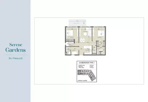 Plattegrond van 3 slaapkamers in Serene Gardens By Prescott Real Estate