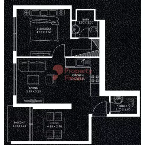 Plattegrond van 1 slaapkamer in Viewz By Danube