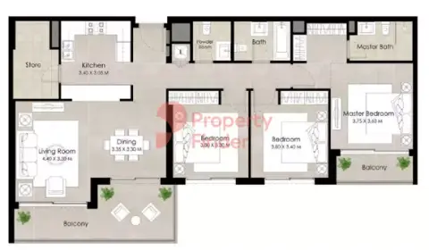 Plattegrond van 3 slaapkamers in The Regent Residences