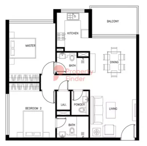 Plattegrond van 2 slaapkamers in Kyoto by Oro24