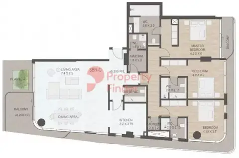 Plattegrond van 3 slaapkamers in Luce Palm Jumeirah
