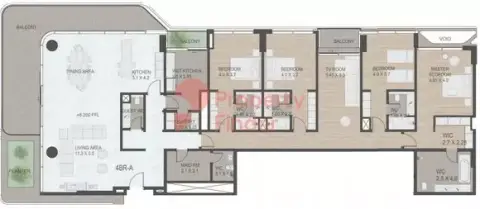 Plattegrond van 4 slaapkamers in Luce Palm Jumeirah