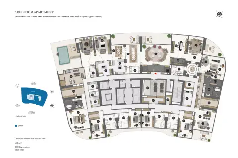 Plattegrond van 6 slaapkamers in Sobha Seahaven