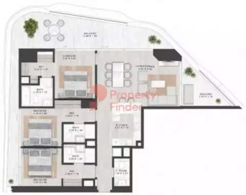 Plattegrond van 3 slaapkamers in Coral Reef