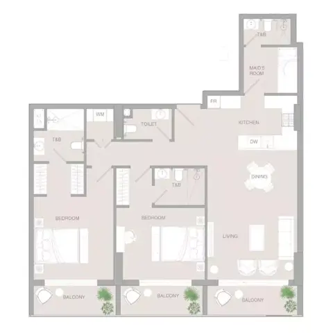 Plattegrond van 3 slaapkamers in VERDAN1A Phase 3 By Object 1
