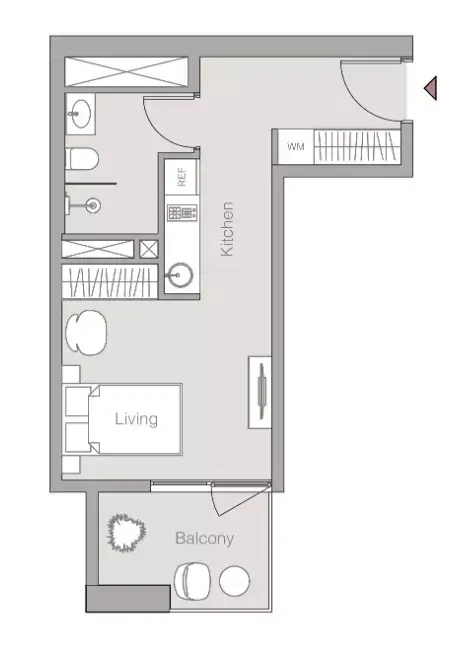 Plattegrond van Studio in V1ter Residence