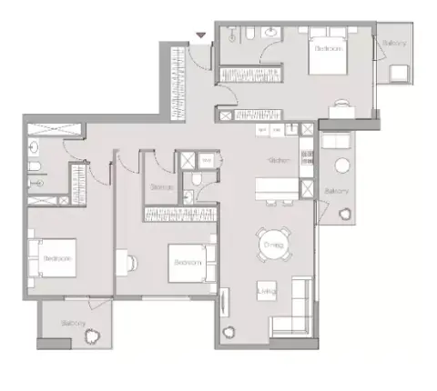 Plattegrond van 3 slaapkamers in V1ter Residence