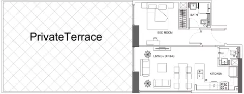 Plattegrond van 1 slaapkamer in Binghatti Venus