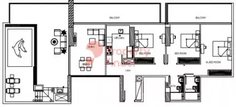 Plattegrond van 3 slaapkamers in Binghatti Amber