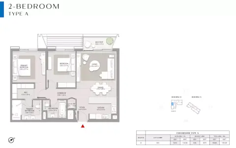 Plattegrond van 2 slaapkamers in City Walk Crestlane