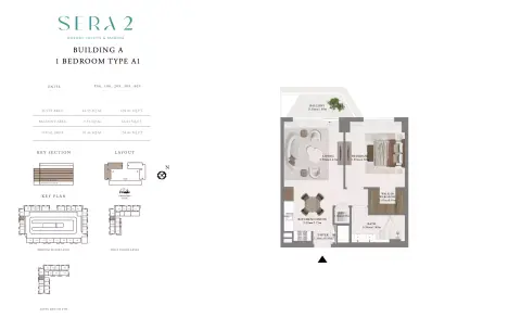 Plattegrond van 1 slaapkamer in Sera Phase 2 By Emaar