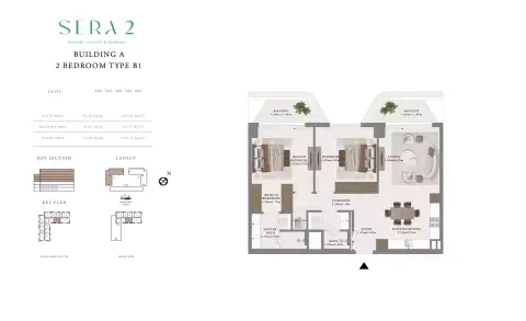 Plattegrond van 2 slaapkamers in Sera Phase 2 By Emaar