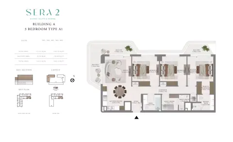 Plattegrond van 3 slaapkamers in Sera Phase 2 By Emaar