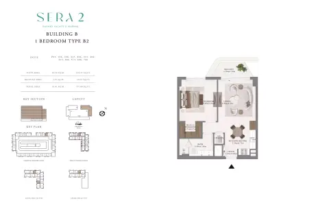 Plattegrond van 1 slaapkamer in Sera Phase 2 By Emaar