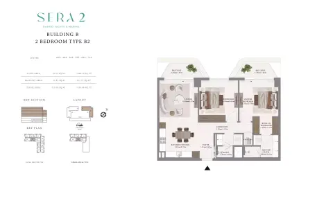 Plattegrond van 2 slaapkamers in Sera Phase 2 By Emaar