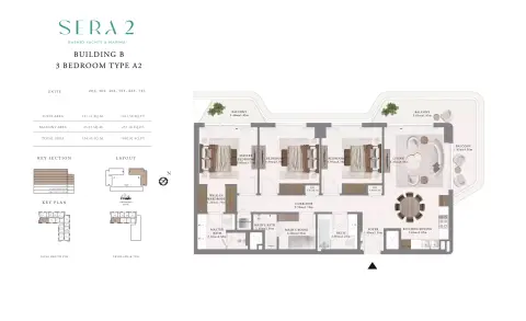 Plattegrond van 3 slaapkamers in Sera Phase 2 By Emaar