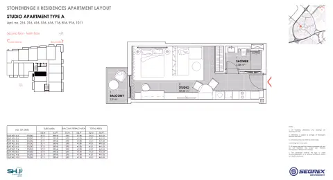 Plattegrond van Studio in Stonehenge Residences Phase 2 By Segrex