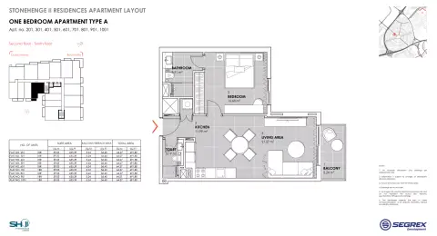 Plattegrond van 1 slaapkamer in Stonehenge Residences Phase 2 By Segrex