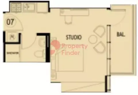 Plattegrond van Studio in Elbrus Tower