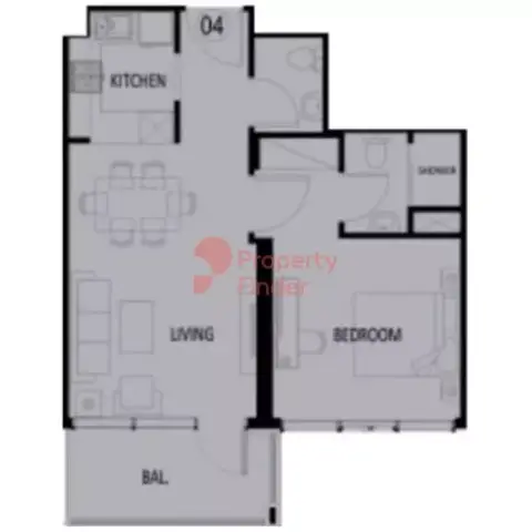 Plattegrond van 1 slaapkamer in Elbrus Tower