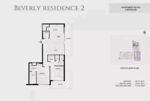 Plattegrond van 2 slaapkamers in Beverly Residence Phase 2 By HMB