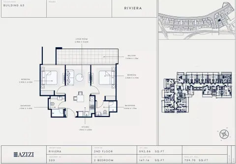 Plattegrond van 2 slaapkamers in Azizi Riviera 63