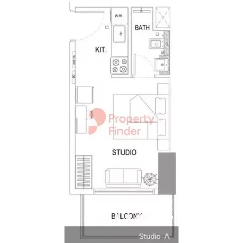 Plattegrond van Studio in Binghatti Gardenia