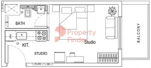 Plattegrond van Studio in Binghatti House