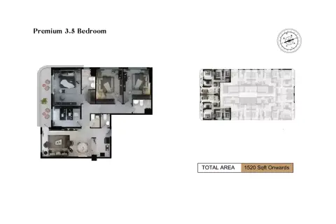 Plattegrond van 3 slaapkamers in Adhara Star
