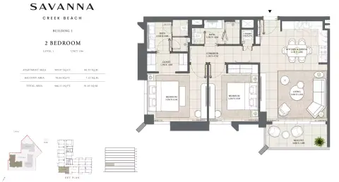 Plattegrond van 2 slaapkamers in Savanna