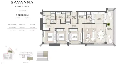Plattegrond van 3 slaapkamers in Savanna