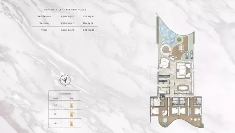 Plattegrond van 4 slaapkamers in One Crescent