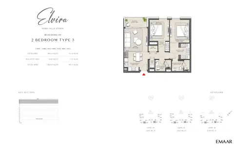 Plattegrond van 2 slaapkamers in Elvira