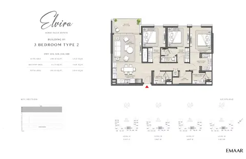 Plattegrond van 3 slaapkamers in Elvira