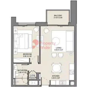 Plattegrond van 1 slaapkamer in Jomana