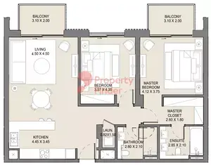 Plattegrond van 2 slaapkamers in Jomana