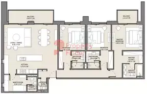 Plattegrond van 3 slaapkamers in Jomana