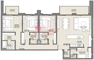 Plattegrond van 3 slaapkamers in Jomana