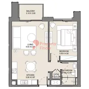 Plattegrond van 1 slaapkamer in Jomana