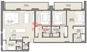 Plattegrond van 3 slaapkamers in Jomana