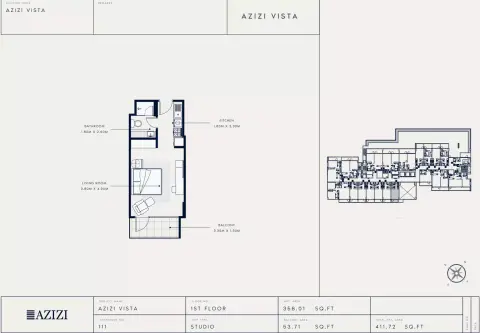 Plattegrond van Studio in Azizi Vista