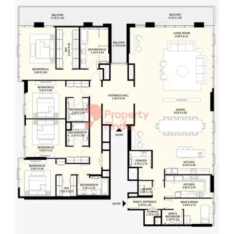 Plattegrond van 4 slaapkamers in Naya at District One By Nakheel