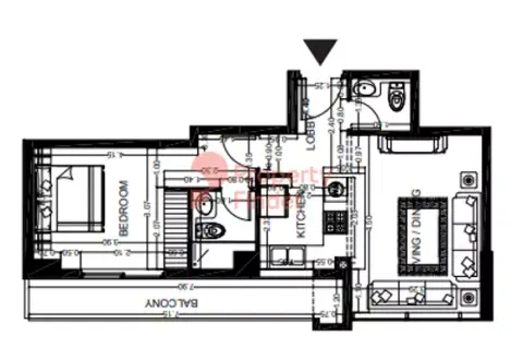 Plattegrond van 1 slaapkamer in The East Crest By Meteora