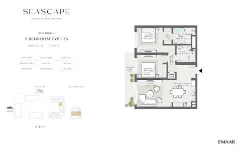 Plattegrond van 2 slaapkamers in Seascape