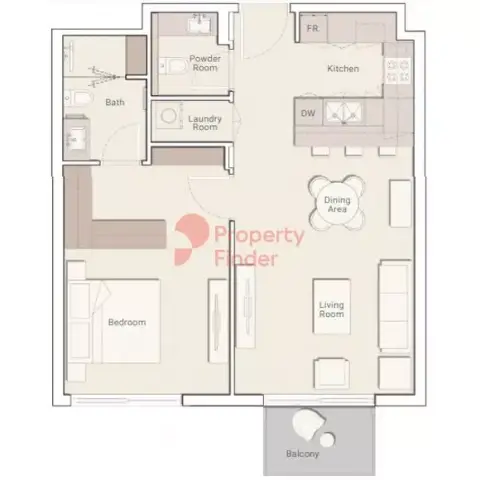 Plattegrond van 1 slaapkamer in Belmont Residences