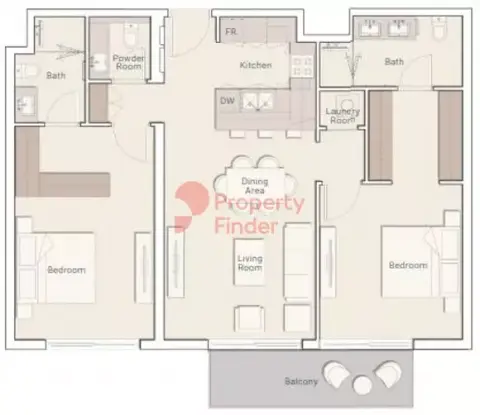 Plattegrond van 2 slaapkamers in Belmont Residences