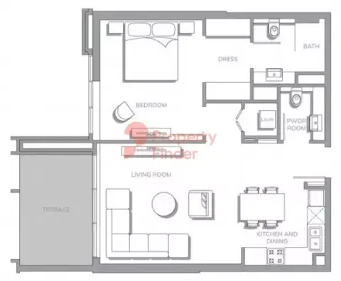Plattegrond van 1 slaapkamer in Vista