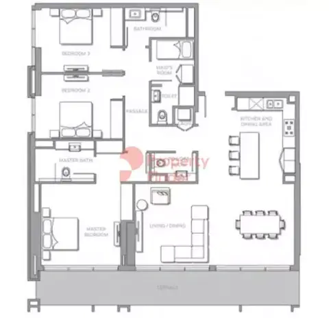 Plattegrond van 3 slaapkamers in Vista