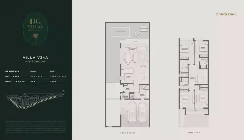 Plattegrond van 4 slaapkamers in D Villas