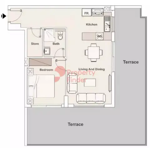 Plattegrond van 1 slaapkamer in Elysee Heights